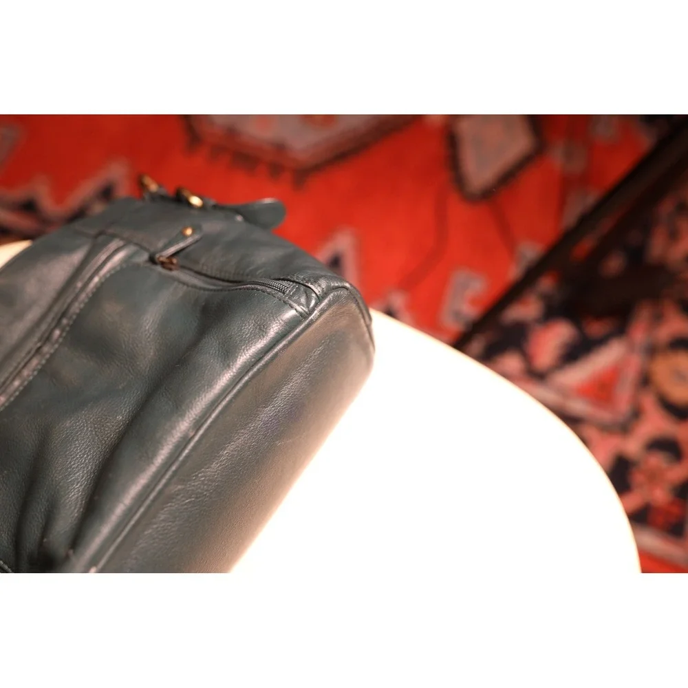 Great American Leatherworks Teal Leather Crossbody Organizer Bag Brass‎ Hardware